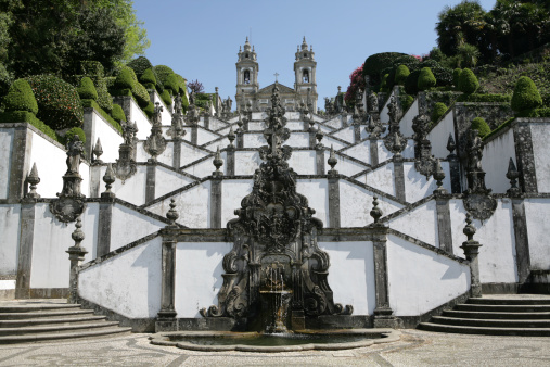 Beautiful church and stairs in Bom Jesus do Monte, Portugal