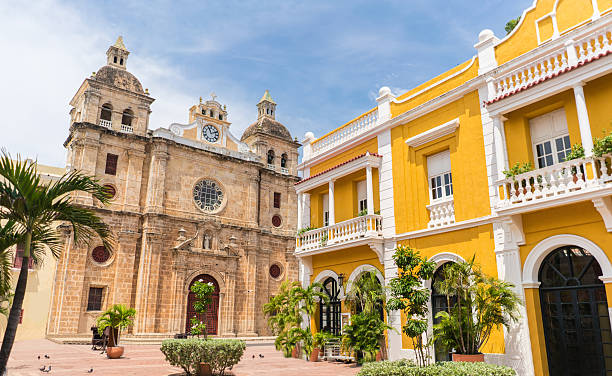 Beautiful church in Cartagena - Colombia Beautiful church of San Pedro in Cartagena, Colombia - travel destinations concepts colombia stock pictures, royalty-free photos & images