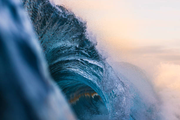 Beautiful close up of crisp ocean wave stock photo