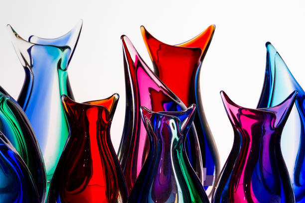 beautiful colorful murano glass handmade in venice, italy on the white background stock photo