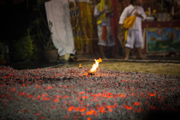 Beautiful day in Thailand. Traditional fire walking on the festival in Thailand firewalking stock pictures, royalty-free photos & images
