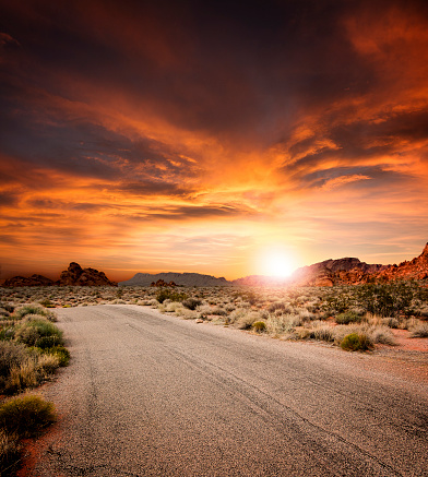 Beautiful Desert Road At Sunset Stock Photo Download Beautiful Desert Road At Sunset Stock Photo Download