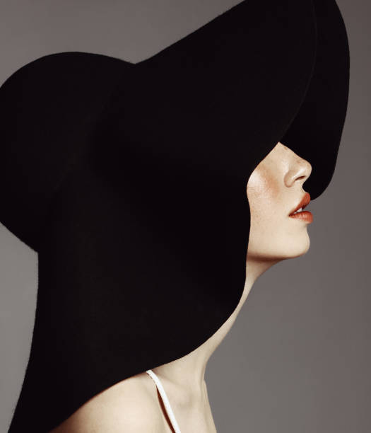 Beautiful elegant woman with hat stock photo