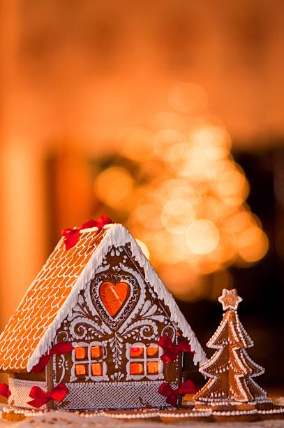 beautiful gingerbread house stock photo