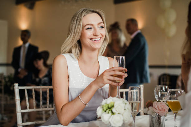Beautiful Guest at a Wedding stock photo