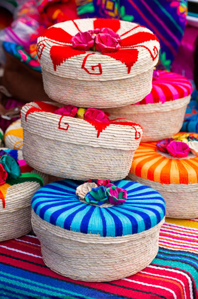Beautiful Handmade Mexican Baskets stock photo
