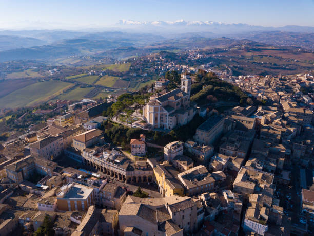 Beautiful Italian Town from Above, Fermo, Italy stock photo