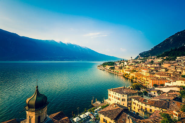Beautiful Italian Village of Limone on the Garda Lake, Italy stock photo