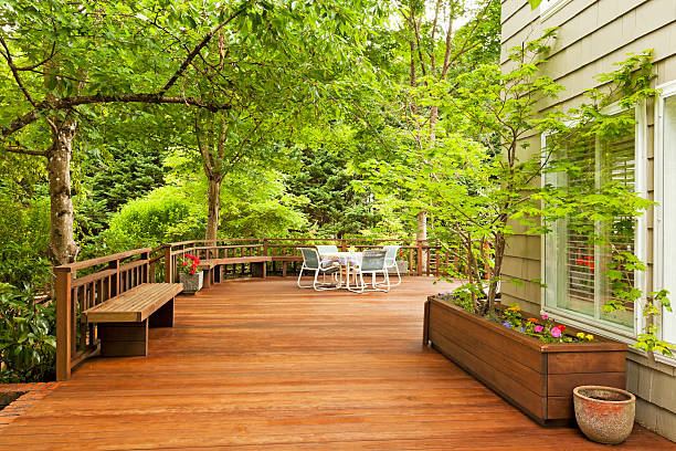 Beautiful Large Back Deck Beautiful large back deck. deck stock pictures, royalty-free photos & images