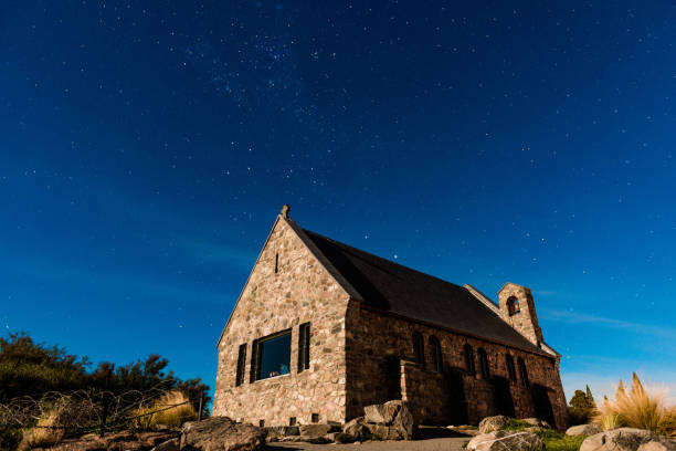 Photo of Beautiful Milky Way Galaxy Rising Above Church Of Good Shepherd, New Zealand.