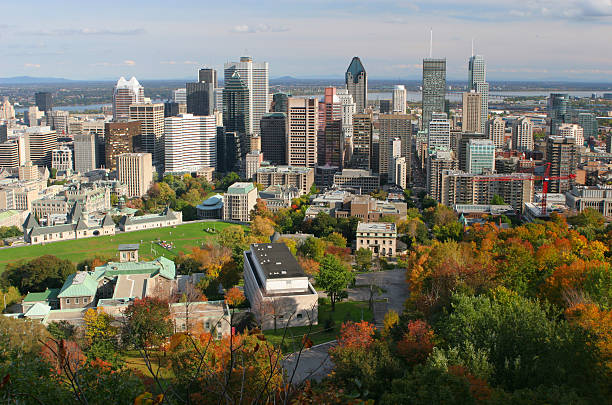 Beautiful Montreal Autumn Cityscape  buzbuzzer montreal city stock pictures, royalty-free photos & images