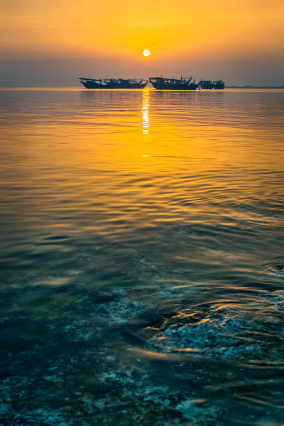 Beautiful morning sunrise view at Dammam Corniche -Saudi Arabia. stock photo