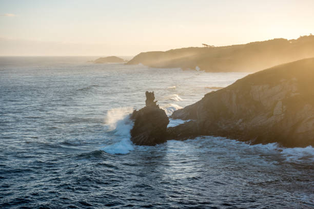 Beautiful morning warm light at the atlantic oceancoast stock photo