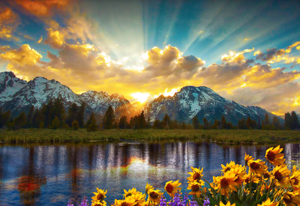 Beautiful mountain landscape stock photo