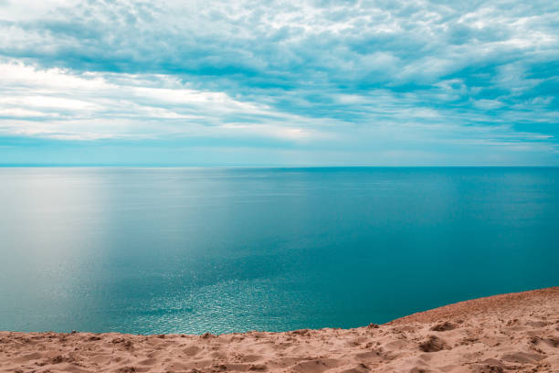 Beautiful overlook of Lake Michigan from Sleeping Bear Dunes National Lakeshore stock photo