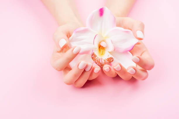 Beautiful pastel manicure stock photo