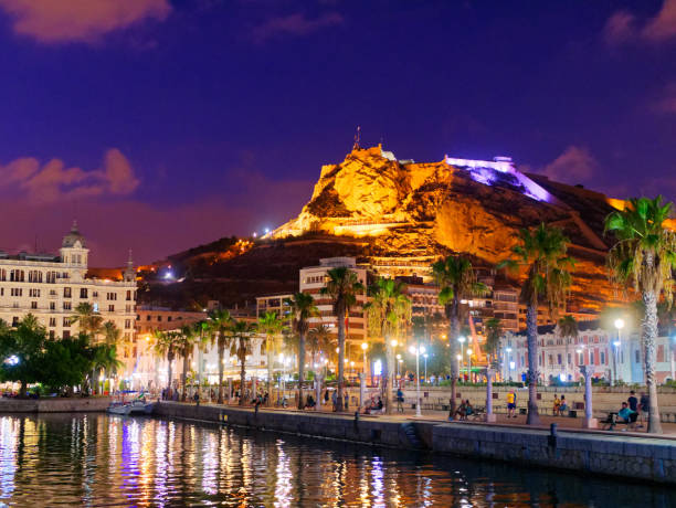 Beautiful promenade in Alicante at night. Beautiful promenade in Alicante at night. Spain alicante province stock pictures, royalty-free photos & images