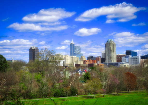 Beautiful Raleigh NC Skyline stock photo
