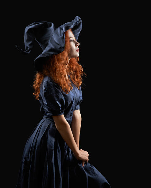 beautiful red-haired girl in a  costume witch beautiful red-haired girl in a blue costume witch ugly skinny women stock pictures, royalty-free photos & images