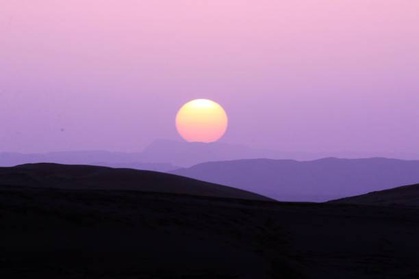Beautiful sand dunes in the Sahara desert in Morocco stock photo
