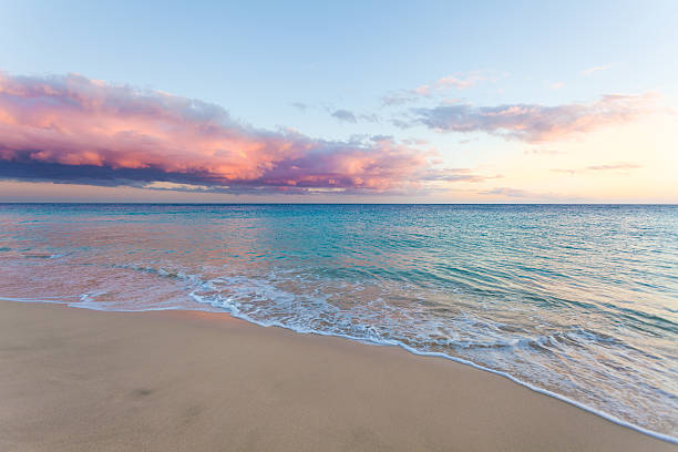 magnifique paysage marin, la plage et l'océan au coucher du soleil - "couleur saturée" photos et images de collection