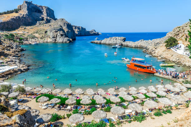 Beautiful St. Paul's Bay in Rhodes, Greece Beautiful St. Paul's Bay in Rhodes, Greece rhodes stock pictures, royalty-free photos & images