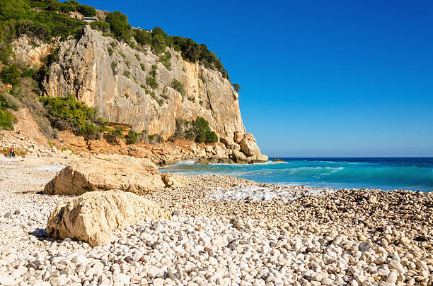 Beautiful stony beach, Golfo di Orosei, Sardinia, Italy stock photo