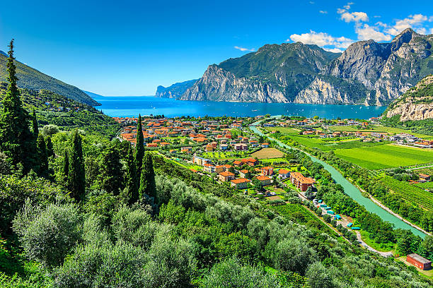 Beautiful sunny day on Lake Garda,Torbole.Italy,Europe stock photo