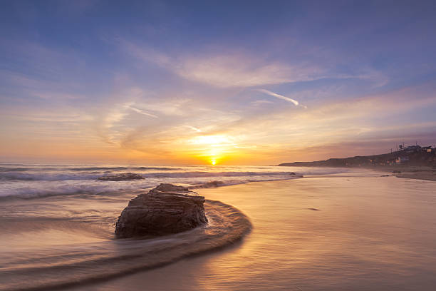 Beautiful sunset at Laguna beach in southern California stock photo