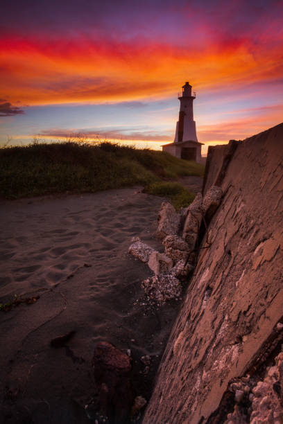Beautiful Sunset Image of the Plumb Point Lighthouse stock photo