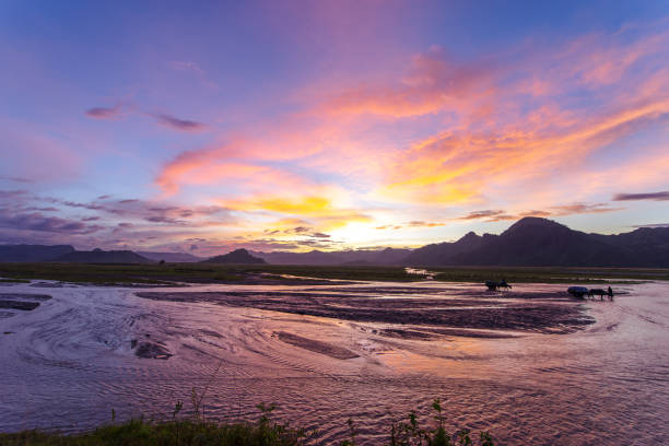 Beautiful sunset in Mt.Pinatubo stock photo