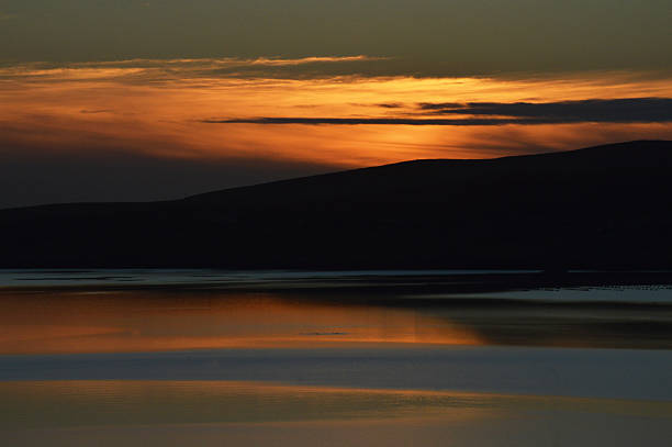Beautiful sunset on Shetland Islands stock photo
