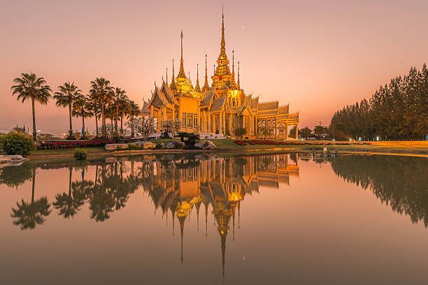 Beautiful temple at twilight time in Thailand stock photo