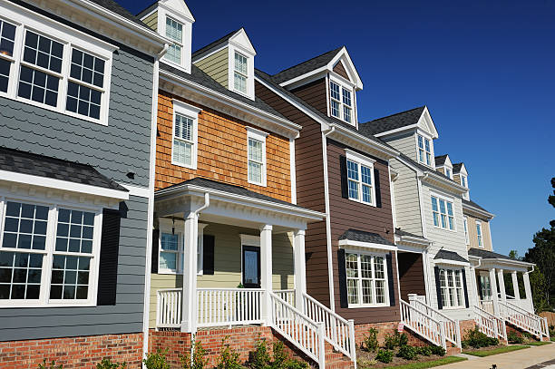 Beautiful two story town homes stock photo