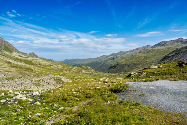 Beautiful view from Fluela Pass near Davos - Grisons, Switzerland Beautiful view from Fluela Pass near Davos - Grisons, Switzerland, Europe. graubunden canton stock pictures, royalty-free photos & images