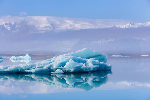 Beautiful view of iceberg at Jokulsalon glacier lagoon in Iceland stock photo