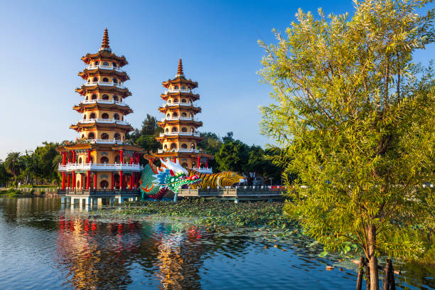 Beautiful view of Lotus Pond in Kaohsiung, Taiwan. stock photo