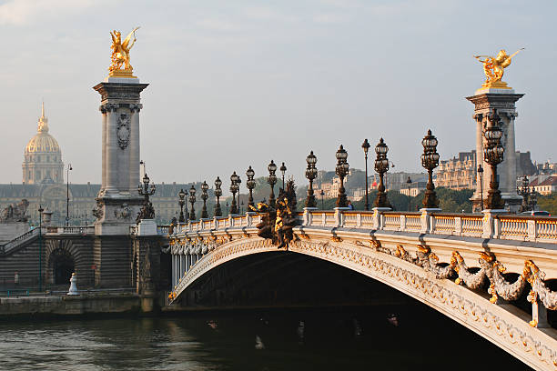 A beautiful view of Pont Alexandre III  stock photo