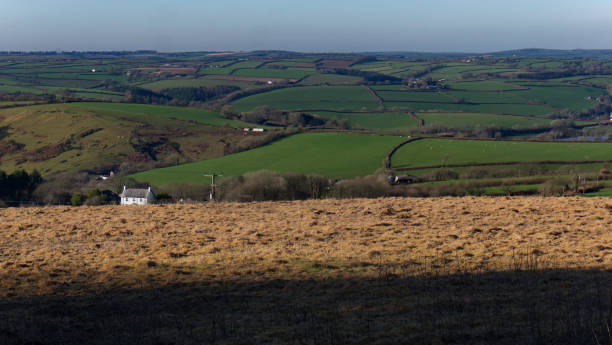 Beautiful views across a rolling Cornish landscape stock photo
