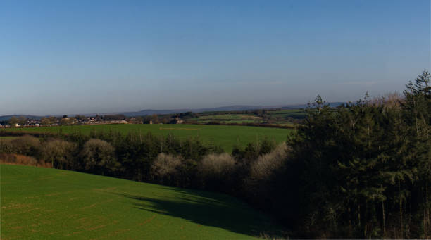 Beautiful views across a rolling Cornish landscape stock photo