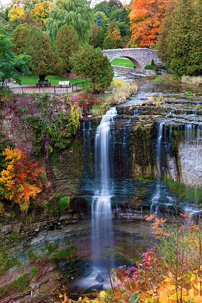 bella cascata in autunno - hamilton foto e immagini stock