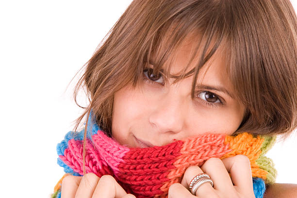 beautiful woman dressed for winter stock photo