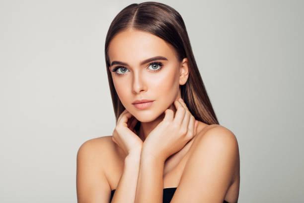 Beautiful woman. Soft make-up and perfect skin. Beautiful woman. Soft make-up. Perfect skin. brown hair stock pictures, royalty-free photos & images