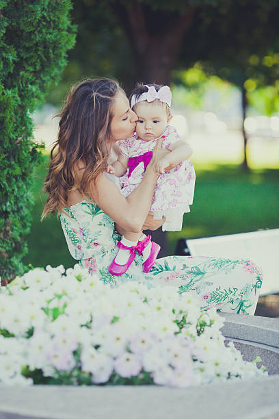 Beautiful Young Mother Daughter stock photo