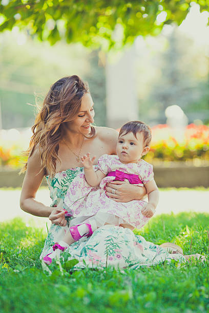 Beautiful Young Mother Daughter stock photo
