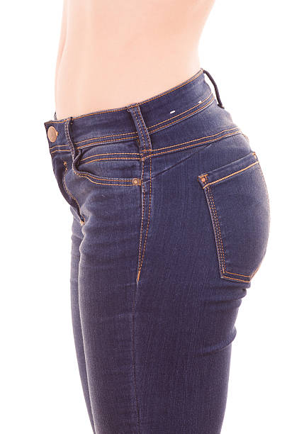 Background Of A Woman Topless Blue Jeans Stock Photos 