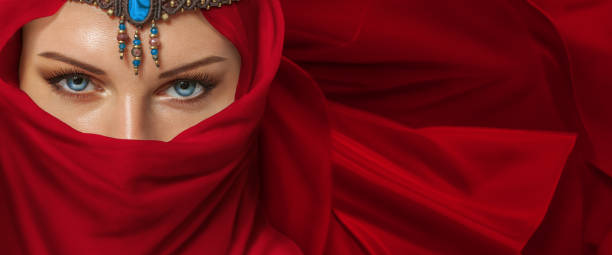 Beautiful young woman arabic style portrait stock photo