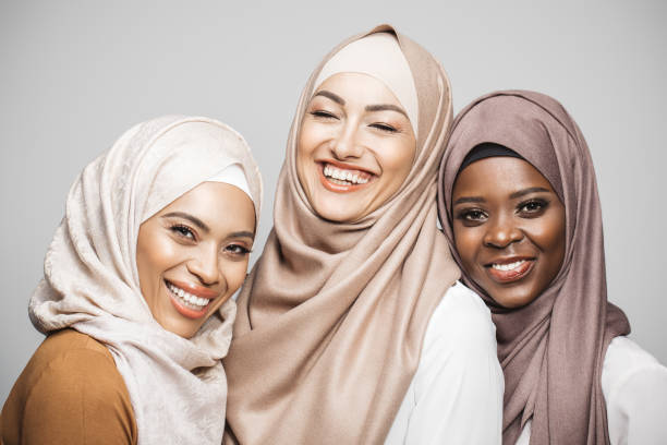 Beauty portrait Studio portrait of young women wearing hijab, studio shot hijab stock pictures, royalty-free photos & images