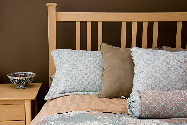 Bedroom Pillows and Linens stock photo