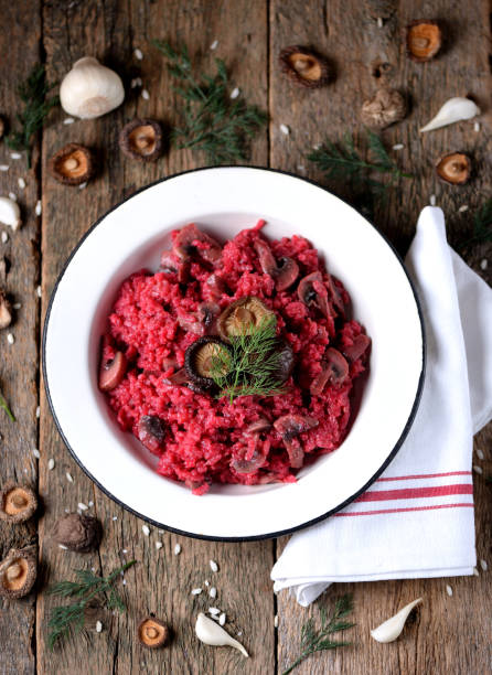 Beetroot risotto stock photo